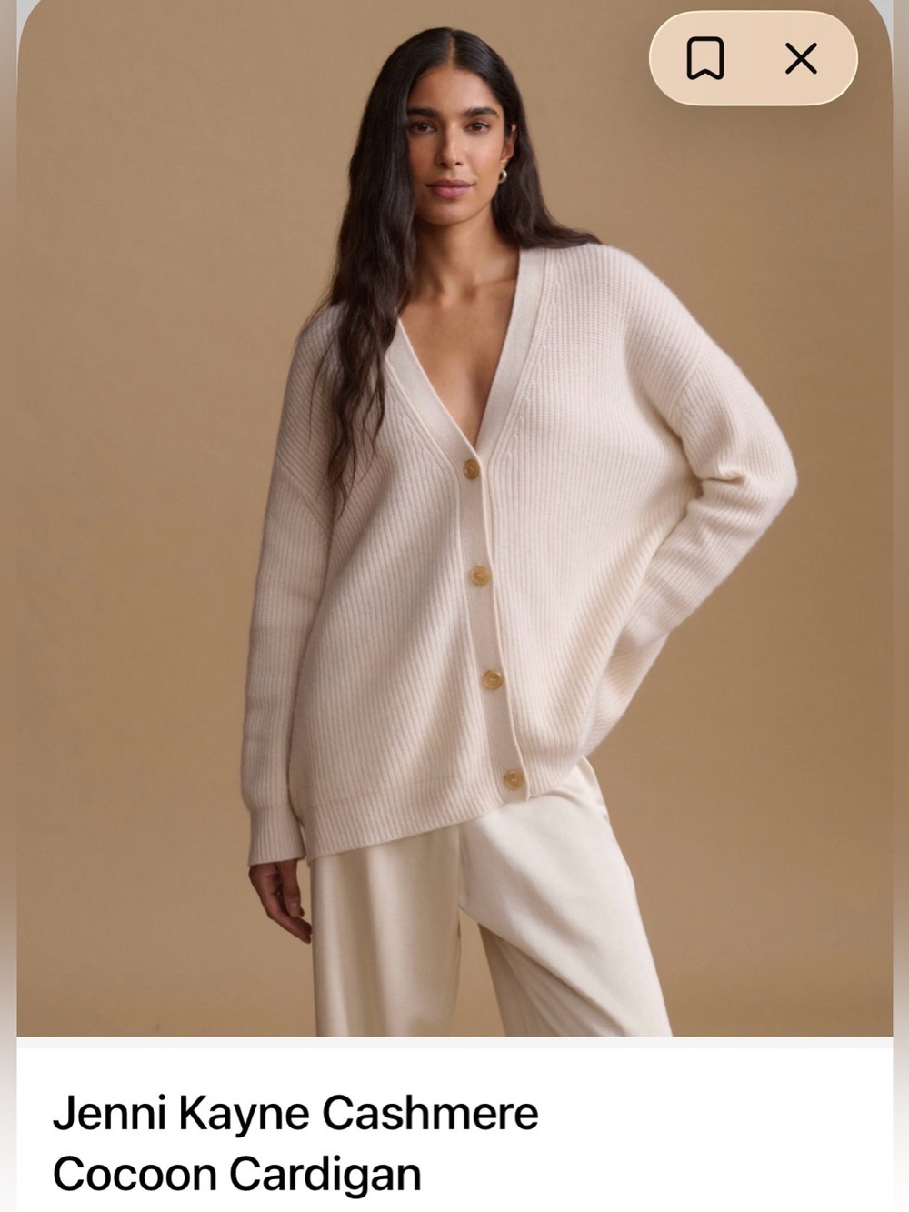Jenni Kayne Cashmere Cocoon Cardigan Ivory M WORN ONCE